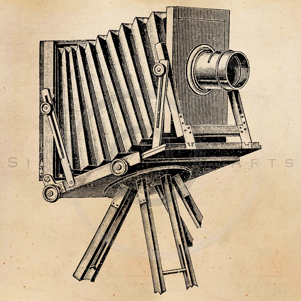 Vintage Photography Camera Illustration Printable 1800s