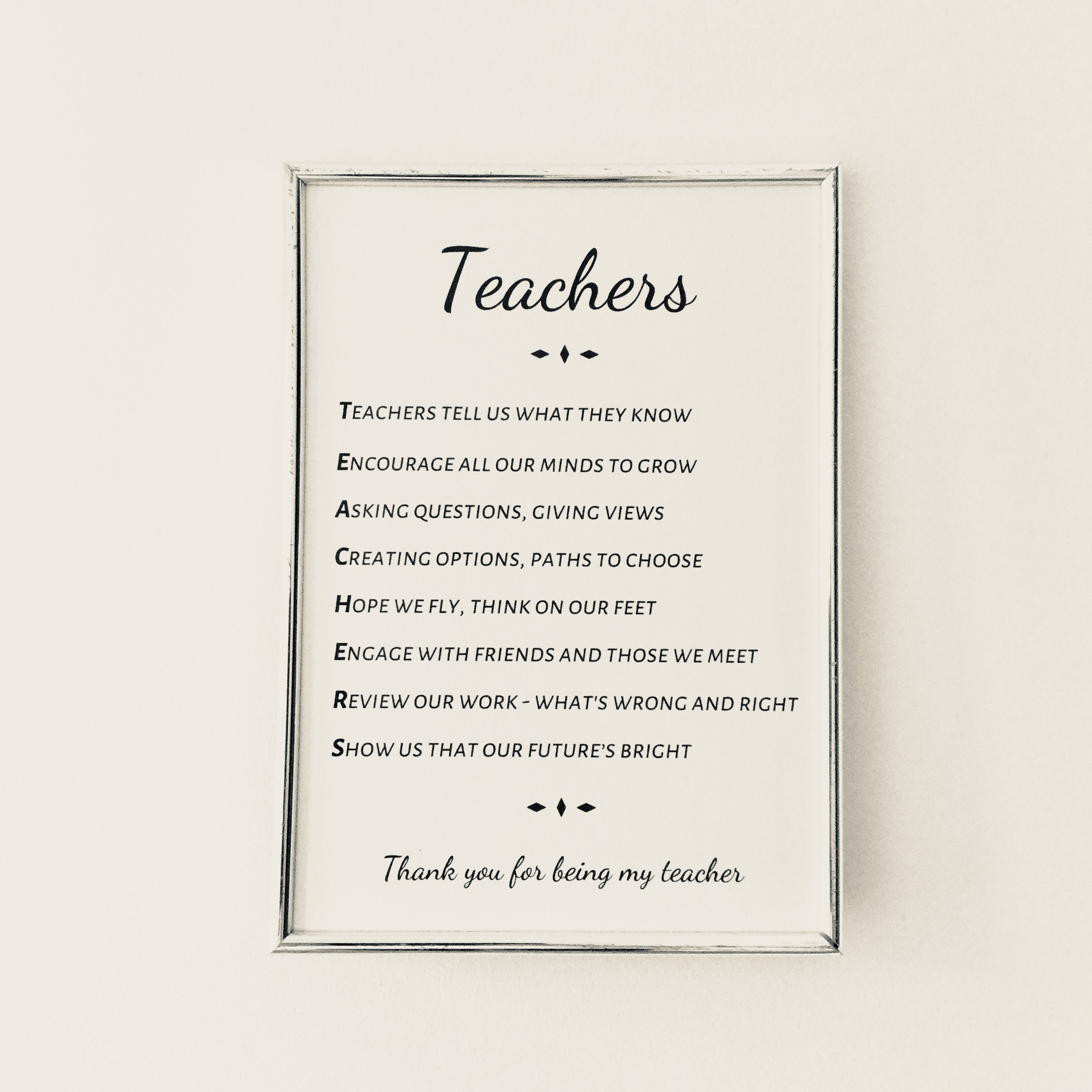 Teacher gift A little poem about teachers teacher gift