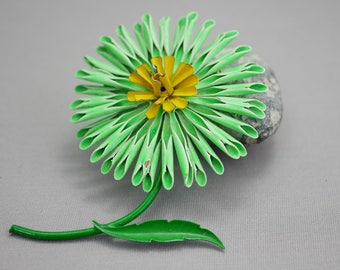 Vintage Flower Pin Bright Green Flower Pin Brooch