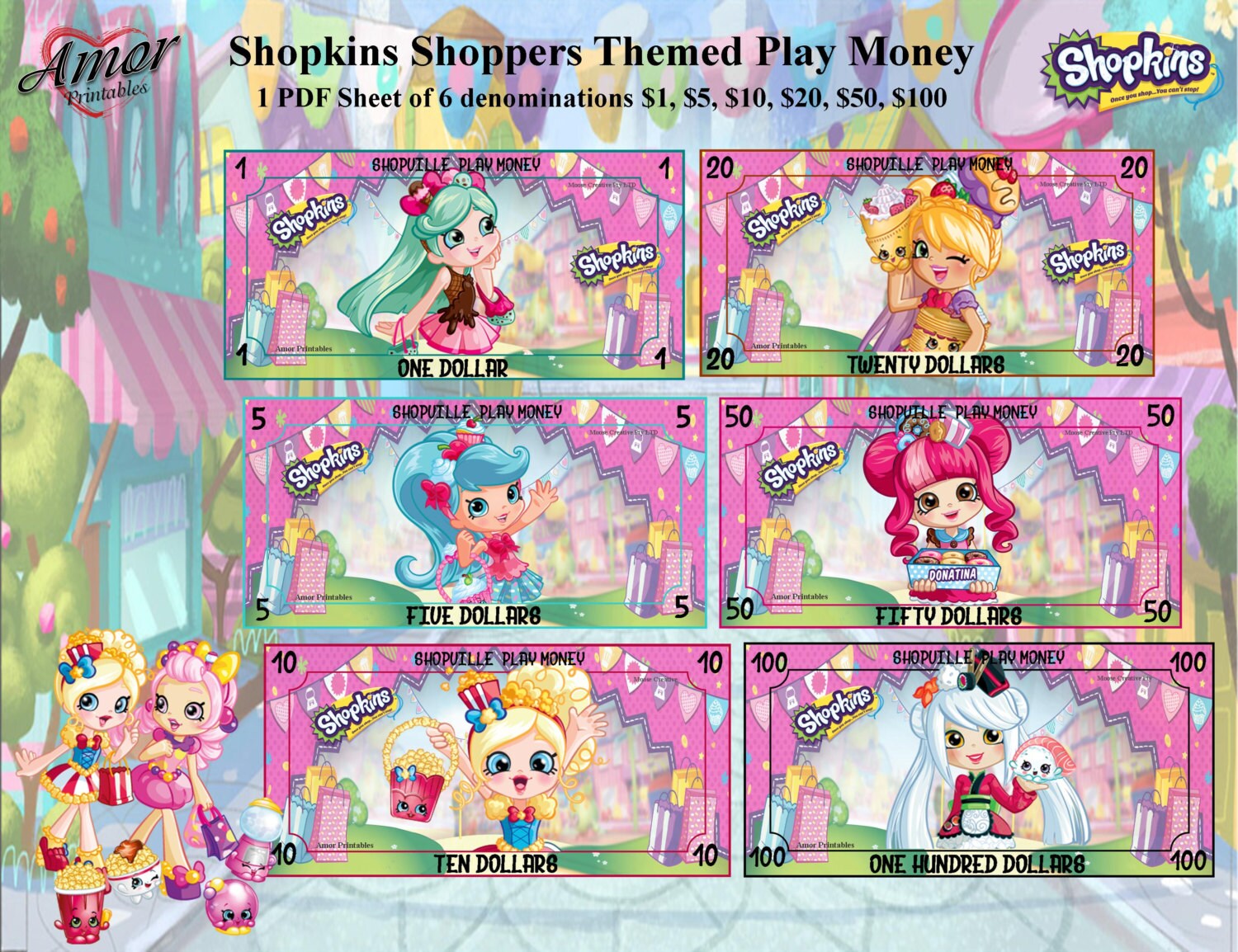 Download Play Money Shopkins Shoppers Bonus Coloring Pages Shopkins
