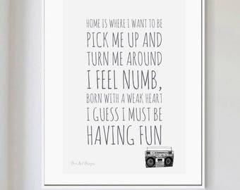 This Must Be The Place, Talking Heads inspired Print