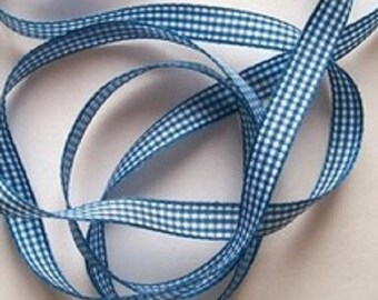 gingham Ribbon blue 20mm x 195cm