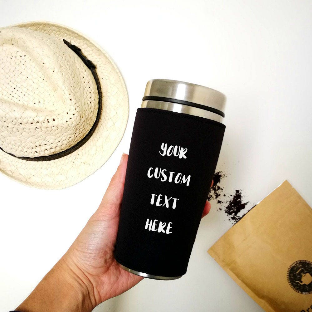 Personalized travel mug custom text tumbler insulated coffee
