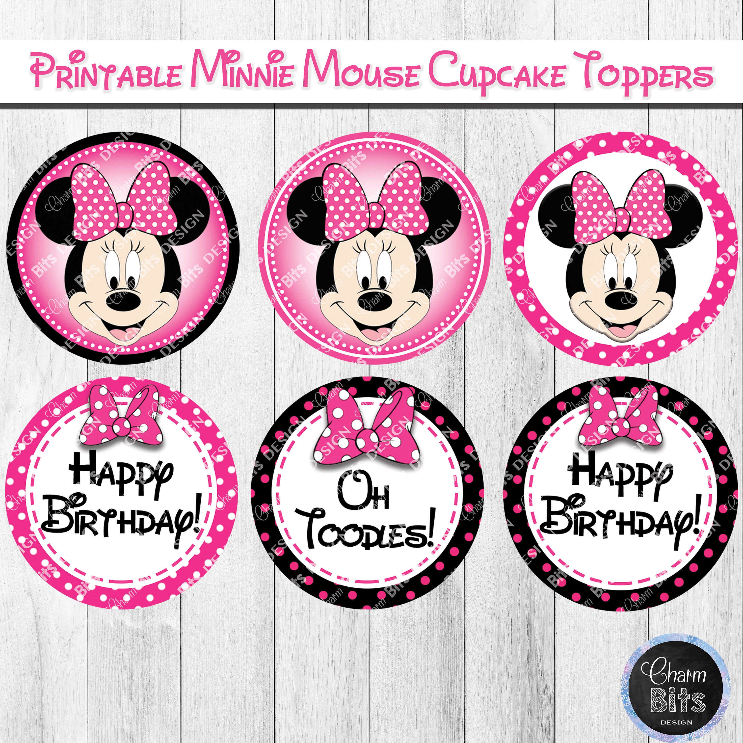 Pink Minnie Mouse Cupcake Toppers Minnie Mouse Cake Topper