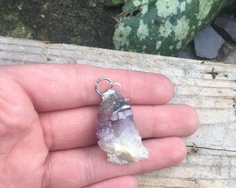 Raw amethyst dipped necklace!