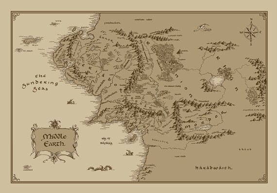 x large middle earth map cotton fabric lord of the rings the hobbit from fandomfabric on etsy studio