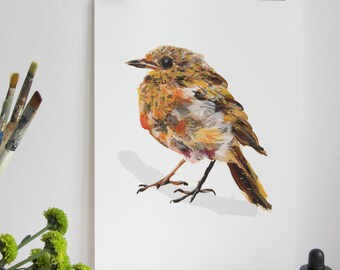 Robin Bird Print, Robin Print, Illustration Bird Print, Bird Art Print, Nature Print, Bird Print, Wall Print, Wildlife, Wildlife Art Print