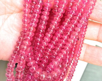 Pink sapphire smooth beads suzr 3-6 mm 15inches