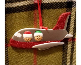 Personalized Christmas Ornament Couple's Airplane Ride/Couple's Honeymoon - Our First Christmas Vacation Ornament - Travel Ornament