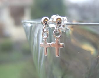 Sterling Silver Cross Dangle Earrings E003