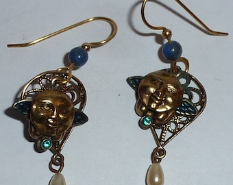 Vintage Man-in-the-Moon Earrings