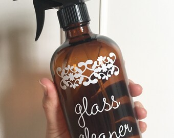 Glass Cleaner Label & 16 oz. Amber Glass Spray Bottle