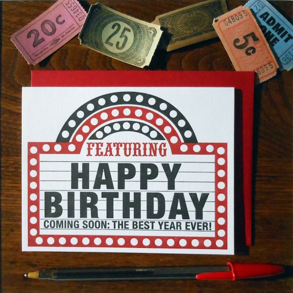 letterpress happy birthday marquee greeting card coming soon