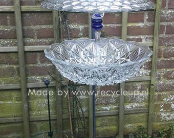 Glass Bird Feeder with blue