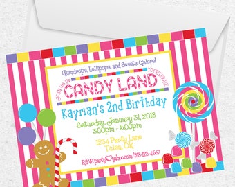 Candy Land Invitation | Candy Land Party | Candyland Invitation | Candyland Birthday | Sweet Shoppe Party | Candy Party | The Party Darling