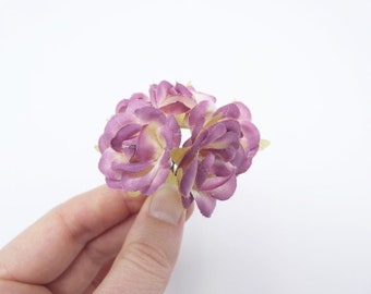 6 Dark Pink Roses Flowers Silk Flowers Artificial Flowers Fake Flowers Silk Flowers Green Decorative Flowers Craft Flowers