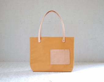 Tote bag T103/ leather handles , copper rivet / shopper bag