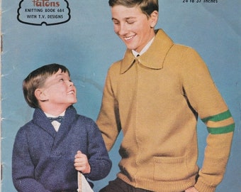 ON SALE Paton's Knitting Pattern No 684 for Boys & Teens age 5 to Teen years 24 to 37 inches - Vintage 1960s, Jumpers, Cardigans, Sweaters,