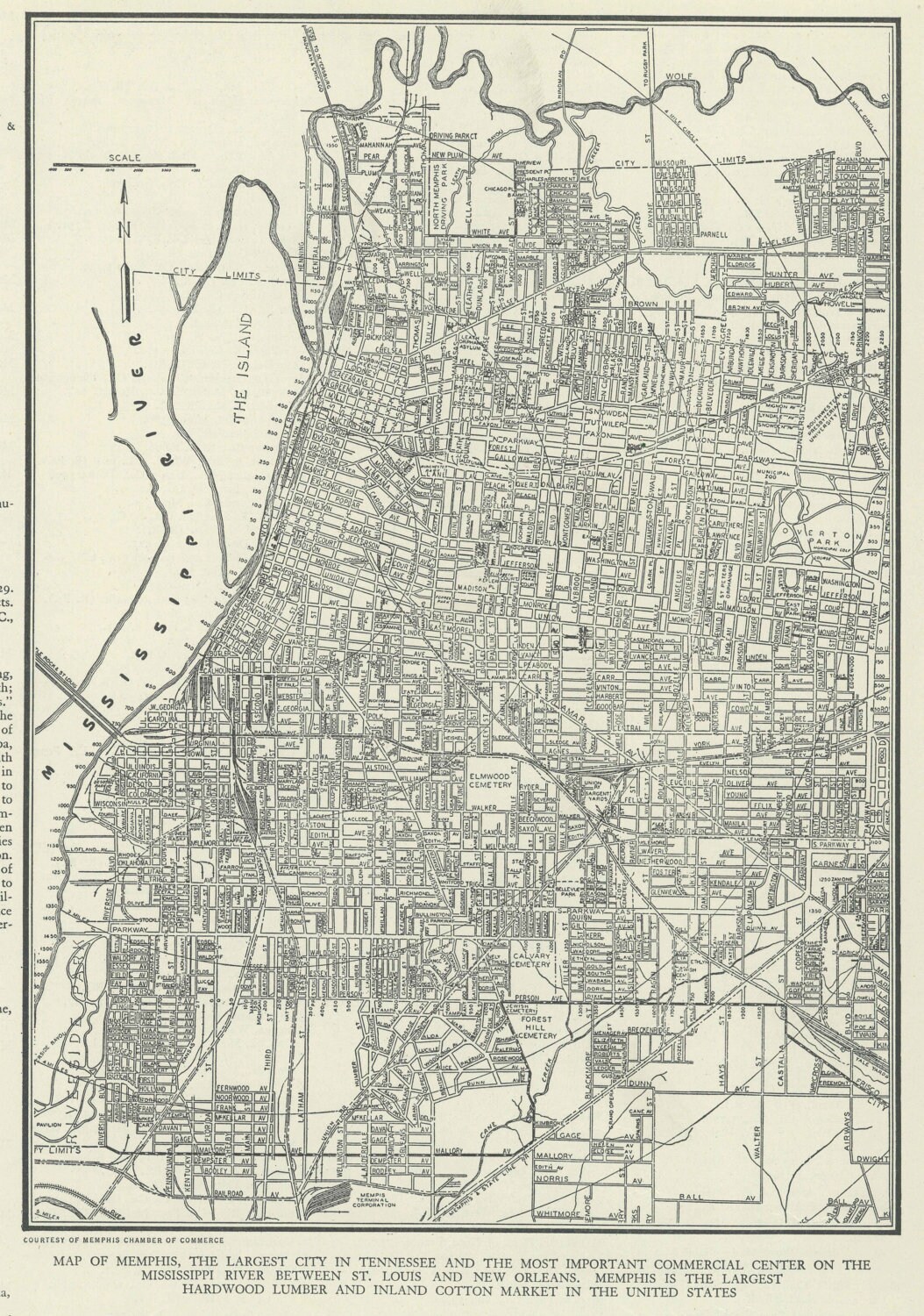 Street map Memphis Tennessee