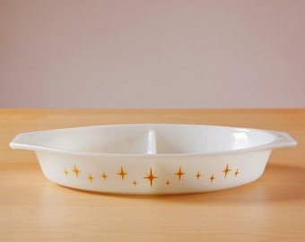 Vintage pyrex promotional Constellation divided casserole 1 1/2 quart