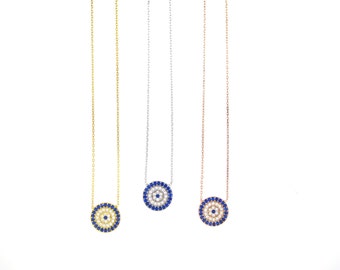 Elegant Evil Eye Necklace-Silver
