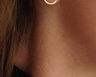 9ct Gold Stud Earrings, Gold Circle Earrings, Hammered Gold Hoop Earrings, Simple Textured Gold Earrings, Gold Jewellery
