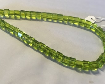 1 Strand Grass Green Glass Cube Beads 8mm x 8mm Glass Dice Beads D0343