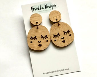 Sweet Face Bamboo Drop Earrings