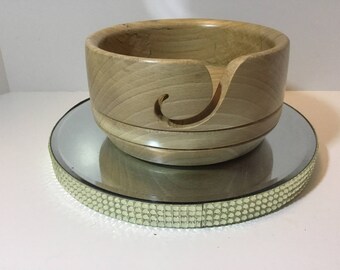 Wooden yarn bowl, hand turned from ELM (ELM23)