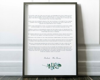 Desiderata Poem, Poem Art, Max Ehrmann poem, Literary Poster, instant download, literary quote, motivational poster, little tiger designs