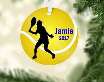 Tennis ornament, Tennis player ornament, Tennis Christmas ornament, personalized ornament, tennis team gift, Tennis player gift