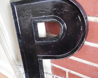 Large Industrial 10" Metal Theater Marquee Letter P - Vintage Aluminum Adler Sign