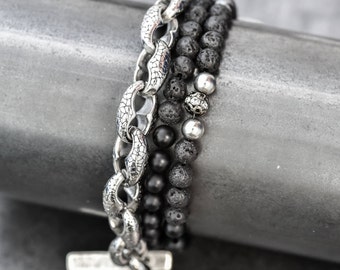 Men's bracelet, Men's stack bracelet, Bracelet for men, Men's jewelry, men's gift, Gift for men, mens beaded bracelet, Men's onyx bracelet