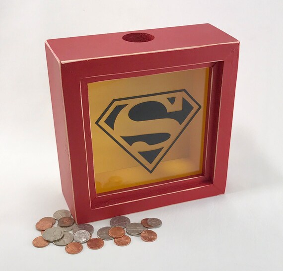 Superman piggy bank shadow box bank coin bank superman boys