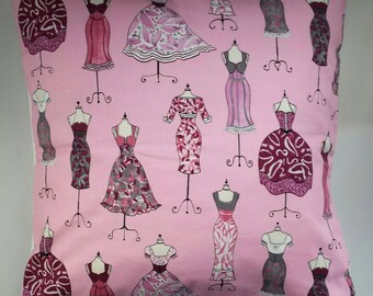 Shabby Chic Cushion Cover in Pink Mannequin Print 16"