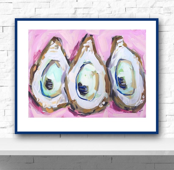 Oyster print oyster art wall art coastal oyster shell