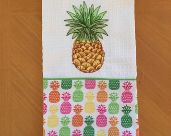 Pineapple Kitchen Towel, Embroidered