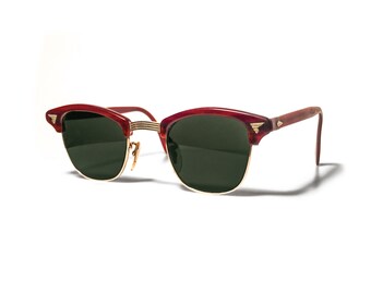 Vintage American Optical Calobar Style Clubmaster Sunglasses 1950s Mid Century