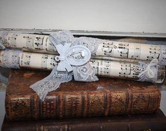 Sheet music in their glass tube