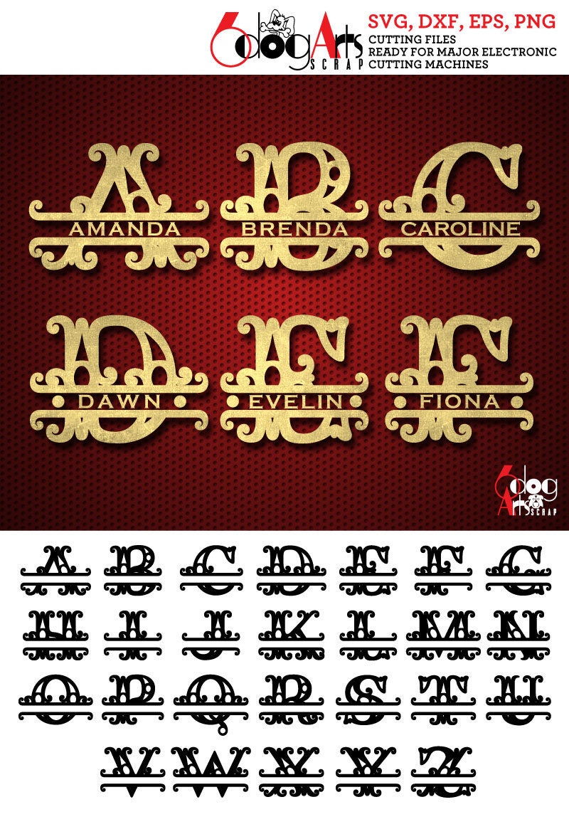 Download Split Circus Alphabet SVG DXF Vector Cut Files Monogram Font