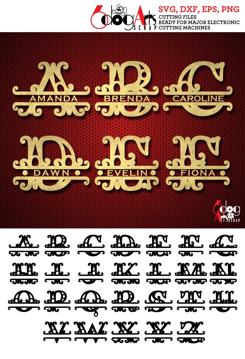 Split Circus Alphabet SVG DXF Vector Cut Files Monogram Font