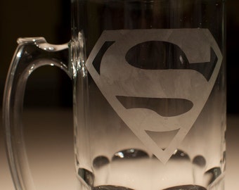 DC Comics Superman Etched Huge 32oz Beer Stein