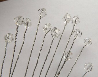Clear Faceted Glass Beads on Silver Wire