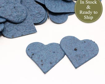 Midnight Navy Blue Plantable Seed Paper Confetti Hearts - READY-TO-SHIP - Wedding Favors, Bridal Shower Favors, Baby Shower Favors