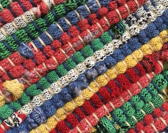 Hand Woven Rag Rug - Sock Top Cotton 22" x 34"