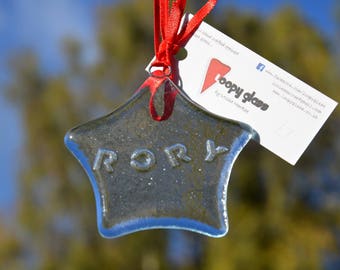 Personalised decoration - Personalised - Holiday Decoration - Personalised star- Fused glass star - holiday decoration - Christmas gift