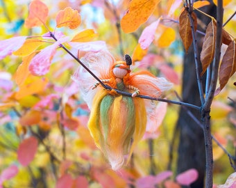 Waldorf fairy, decoration Needle felted, autumn fairy, seasonal, nature table