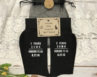 2nd Anniversary gift, FREE Anniversary Groom or Bride Socks Wrapper, Cotton for him, Cotton for her, Dress socks