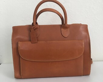 Vintage Perry Ellis Leather Top Handle Handbag