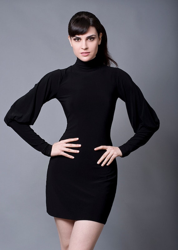 black turtleneck dress